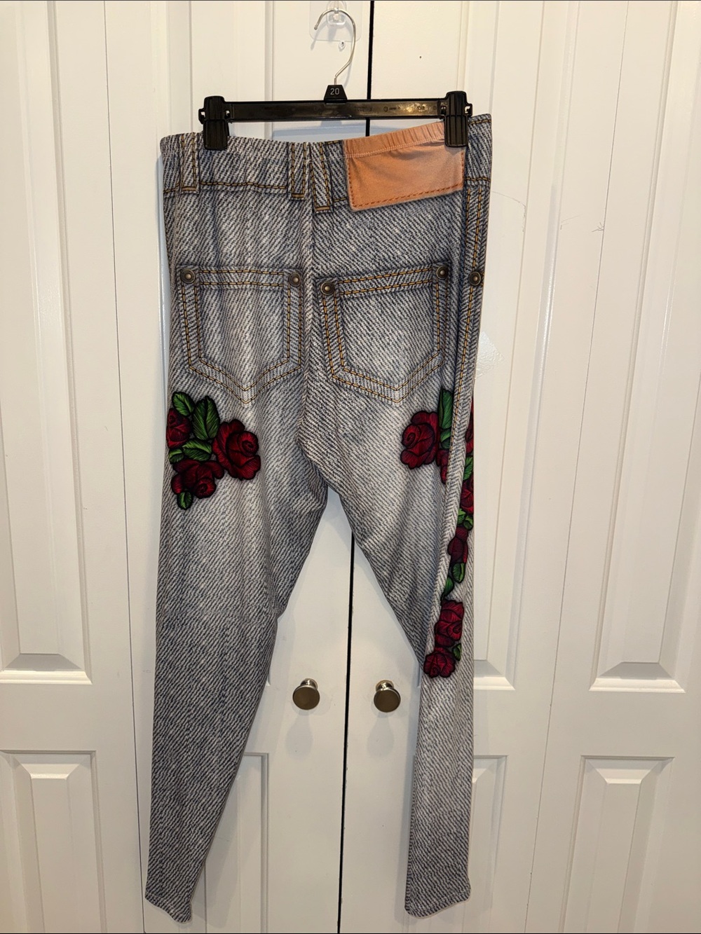 Gray Jeggings with Red Rose Embroidery - Picture 3 of 3